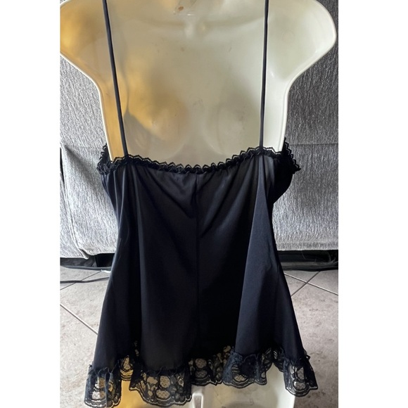 Vintage 80’s Black & Red Ruffle Lace Cami Chemise XS - Picture 4 of 4